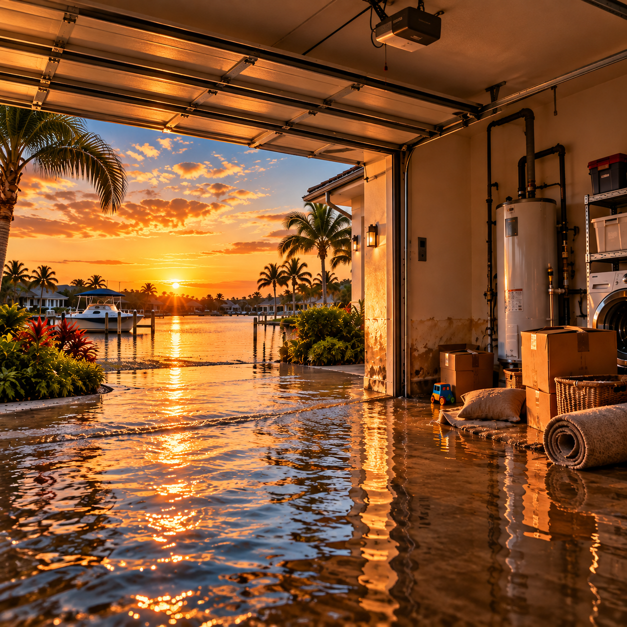 flooded river and residential property in Port St. Lucie